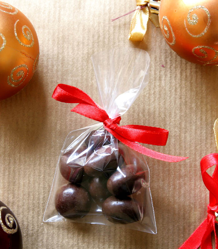 Coffee Chocolates - Nuts in chocolate in a bag with ribbon