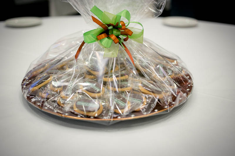 Chocolate Hampers - 350g Plastic plate filled with 50 pcs of 5 g biscuits topped with branded chocolate bar
