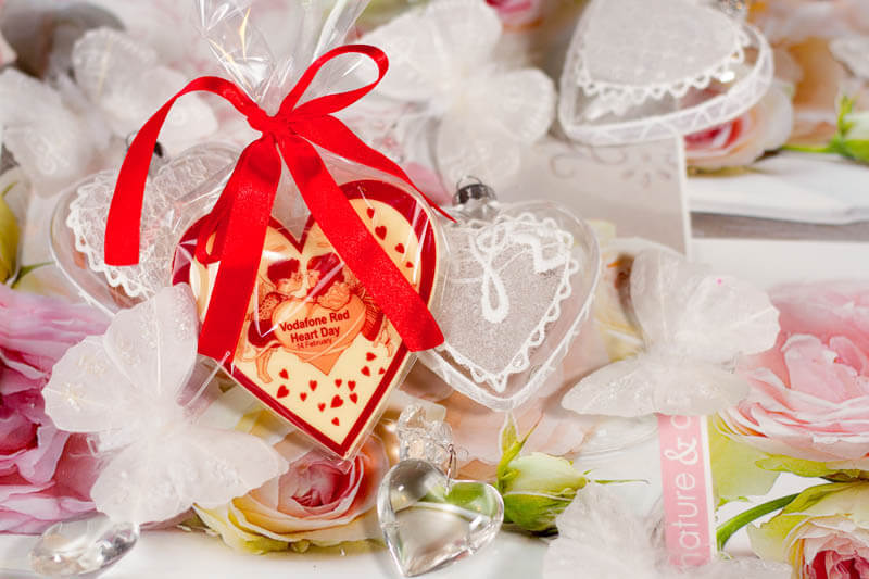 Valentine Day Chocolates - 30g Chocolate Heart in a Bag with Ribbon