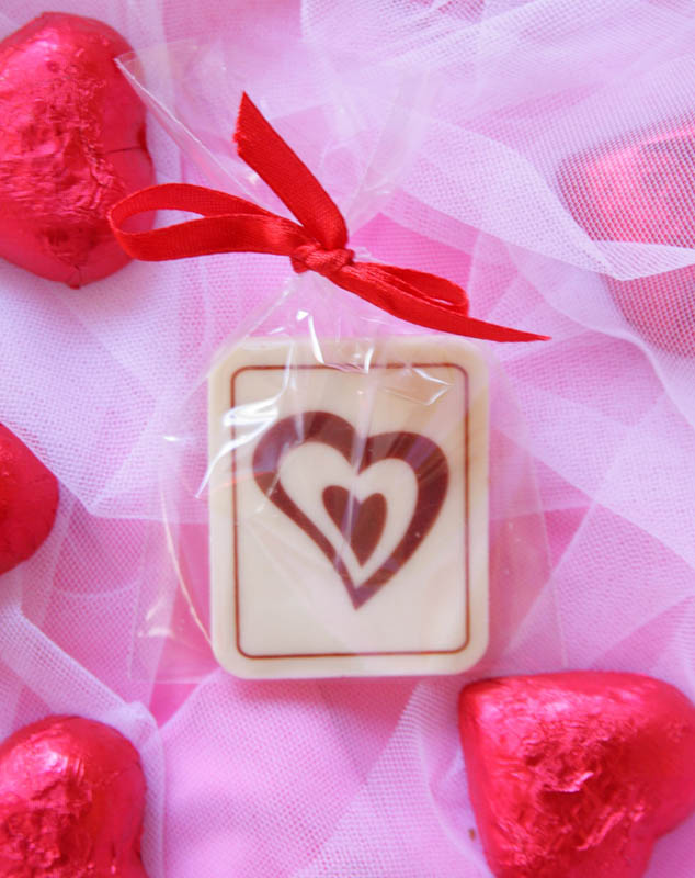 Love Chocolates - 7g Promotional Chocolate Bar in a Polybag with Ribbon