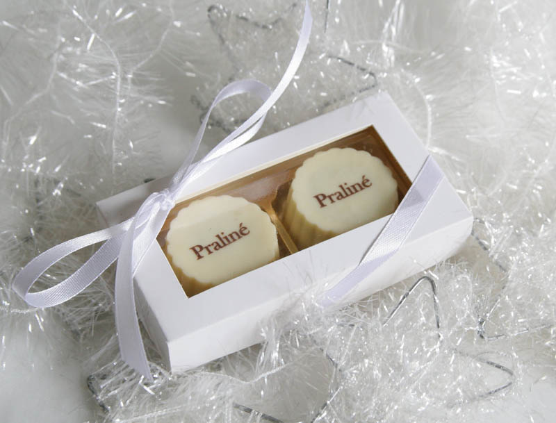Chocolate Pralines - 26g (13g x 2 pc) 2 Pralines with Hazel Nut Cream Filling in a box